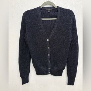 J. Crew Navy Blue with Metallic Thread detail Women's Cardigan Sweater M